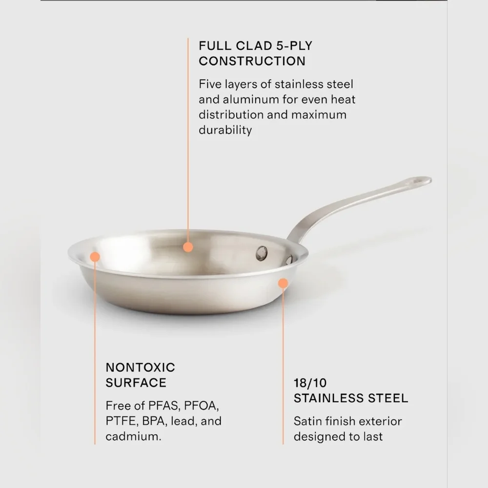 NWOT! Quince 8in- 5ply Stainless Steel Non-Toxic Fry Pan! (SC) - Picture 2 of 9